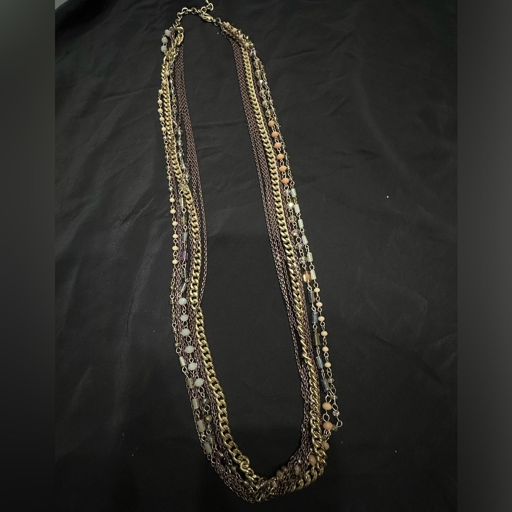 Layered Gold Chain and Beaded Necklace